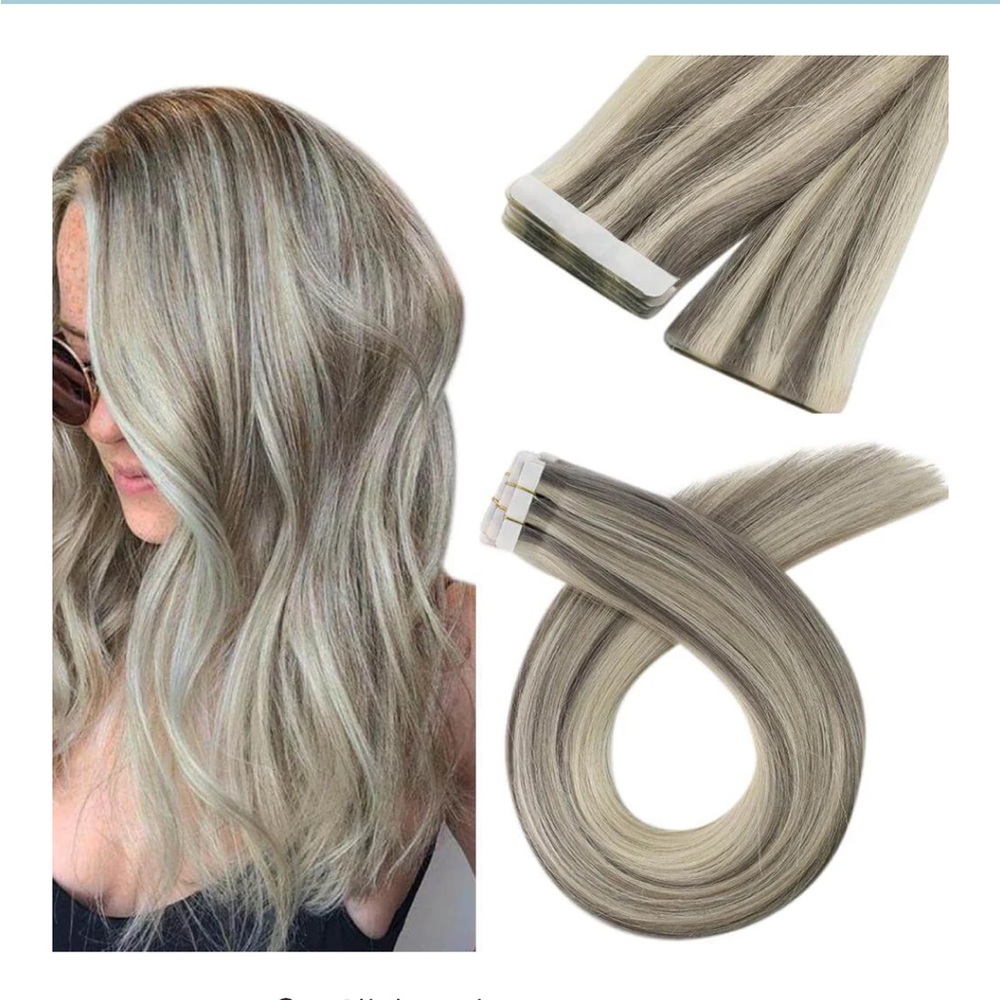 Moresoo Tape in real human Hair Extension Virgin Seamless Hair Blonde(#19A/60)